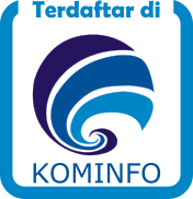 Emblem Kominfo berwarna biru-ungu (spiral) menunjukkan status 